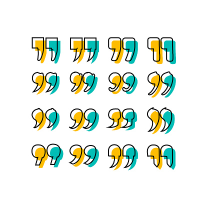 set of quotation comma sign icons
