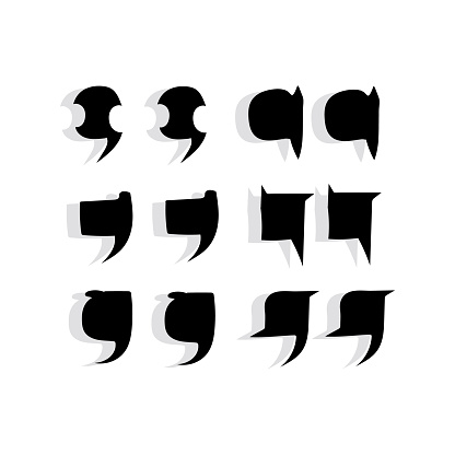 set of quotation comma sign icons