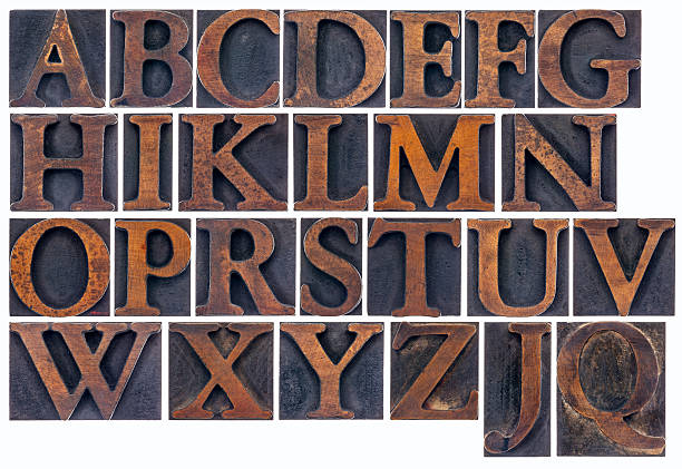 istock isolated alphabet in wood type 162342346