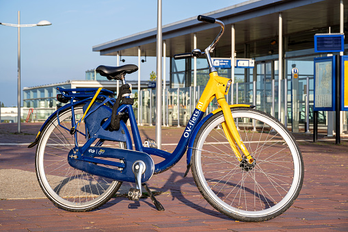 Barendrecht, Netherlands - September 25, 2021: OV-fiets bike at Barendrecht station