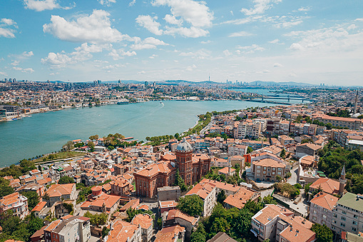 Aerial view of the Phanar Greek Orthodox College in Fener neighbourhood in Fatih district of Istanbul, Turkey.