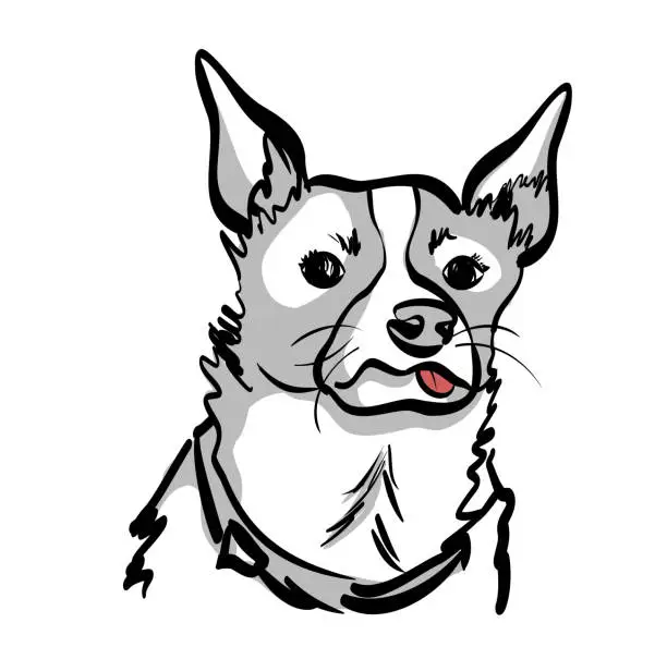 Vector illustration of Dog Thinking And Smelling Sketch