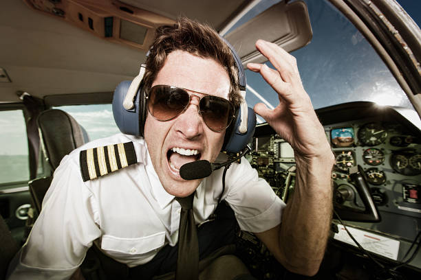 istock Pilot of Small Commuter Airplane Screaming 162353306