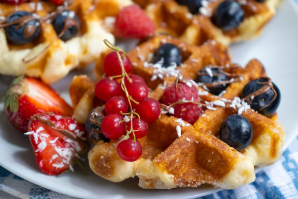 istock Delicious waffles with strawberries, raspberries, blueberries 1623533154