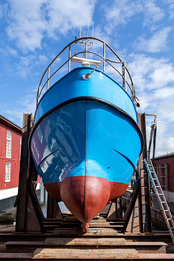 fishing vessel in dockyard for maintenance