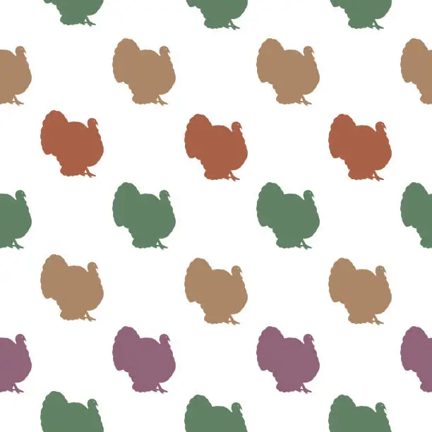 Vector illustration of Autumn Turkeys Seamless Pattern