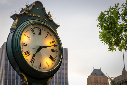 This cast iron sidewalk clock has been keeping time in downtown El Paso, Texas since 1911.