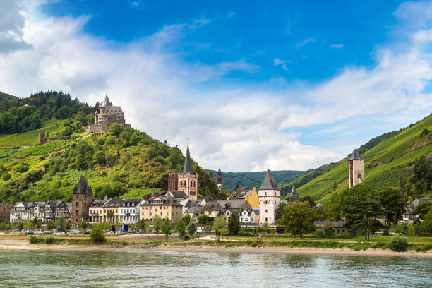 romantic castles in rhine valley - renânia imagens e fotografias de stock