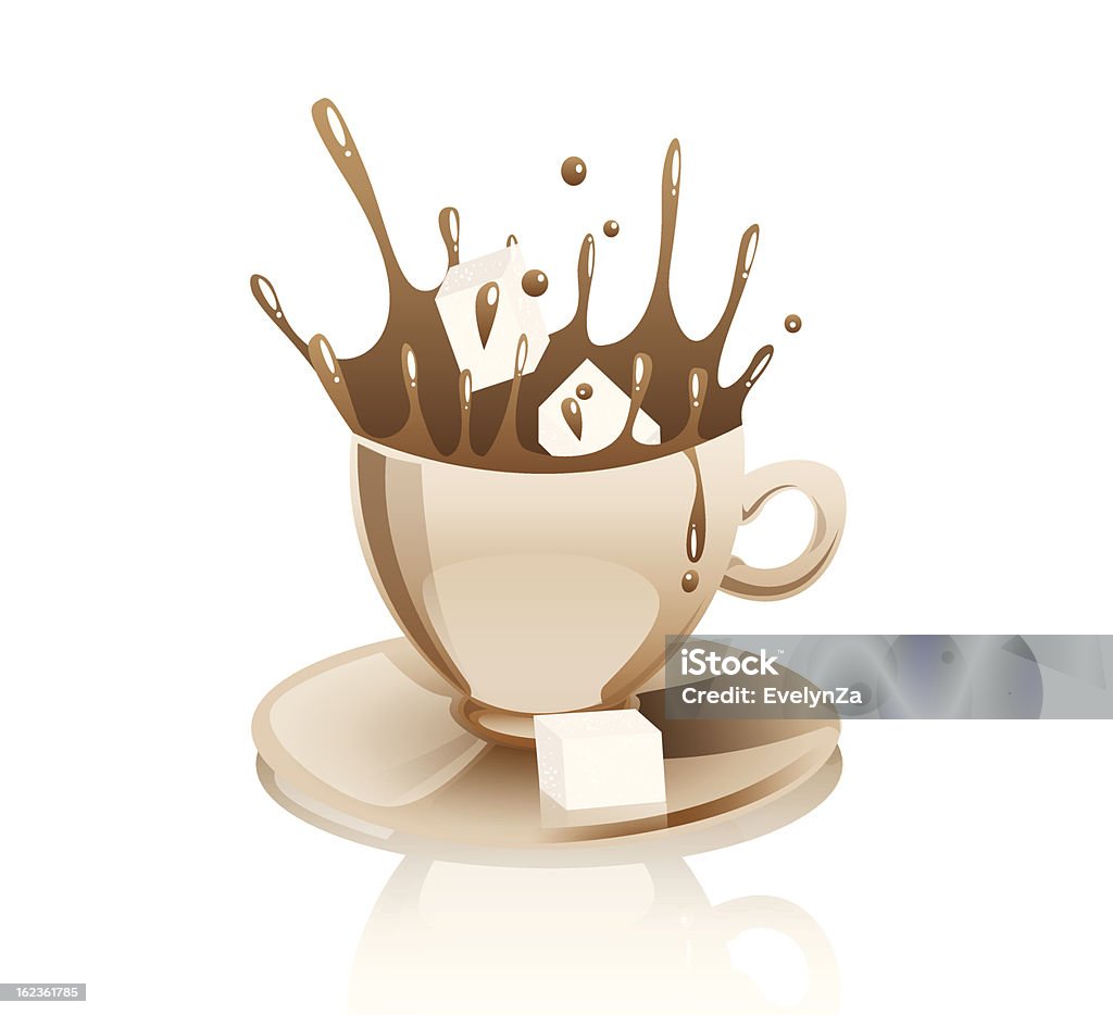 Kawa Chlapać z cukru kostki - Grafika wektorowa royalty-free (Cukier)