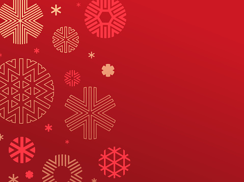 Winter snowflake holiday Christmas red background with space for your copy.