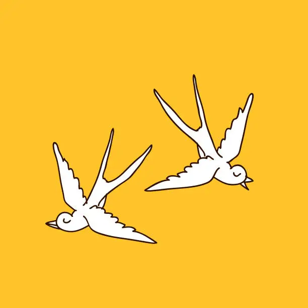 Vector illustration of Birds at Sunset Illustration