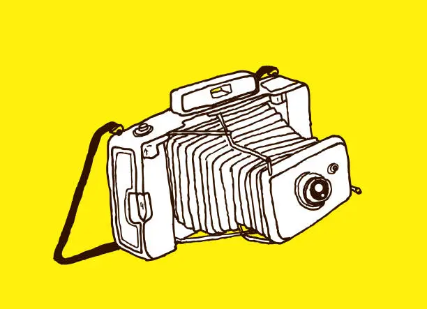 Vector illustration of Antique camera drawing