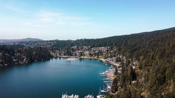 istock a marina in a big bay surrounded by trees, and mountains 1623632808