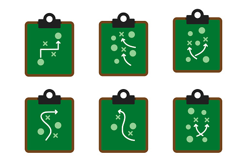 set of sport tactical board design icon vector flat modern illustration