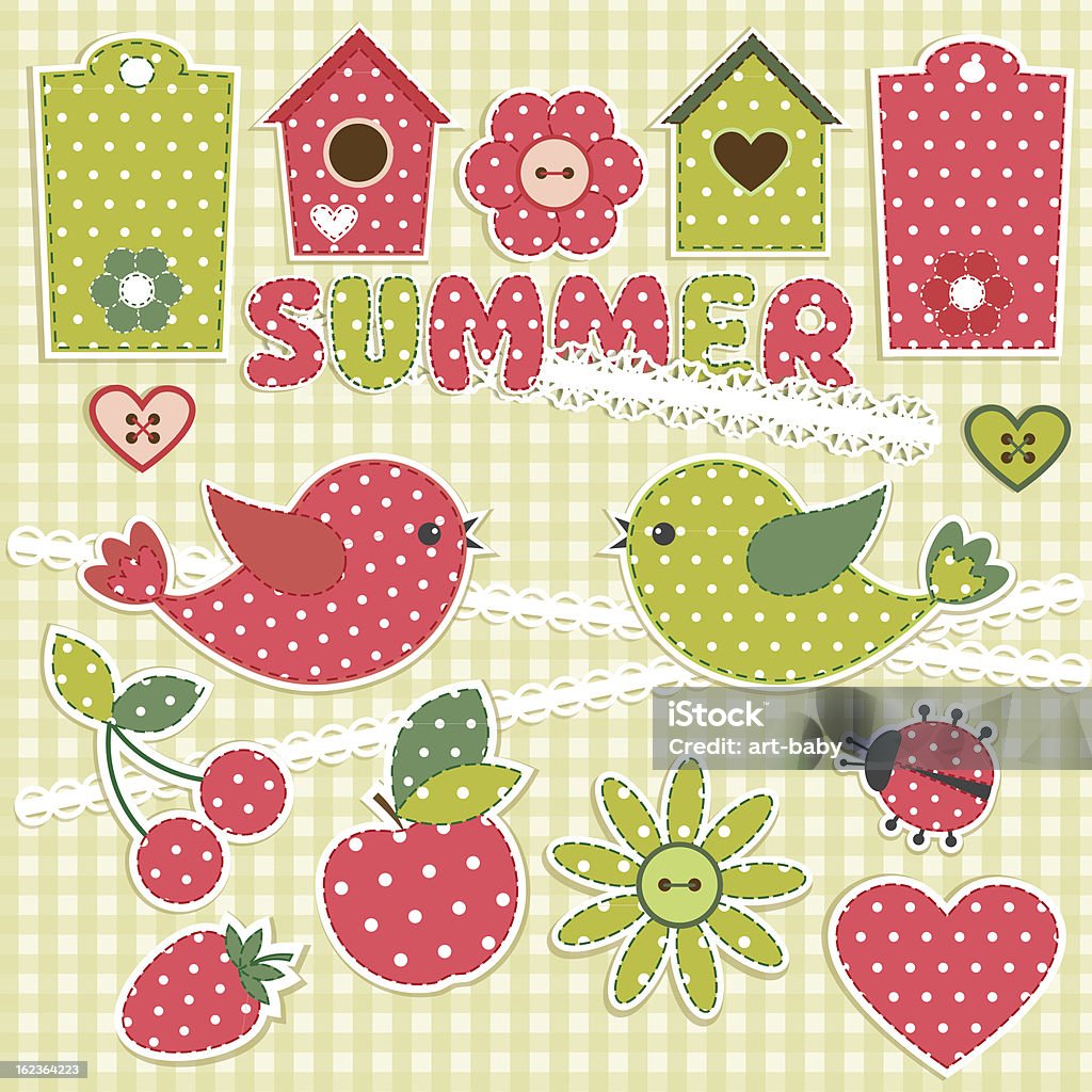 Summer Cute birds, butterflies and flowers. Animal stock vector