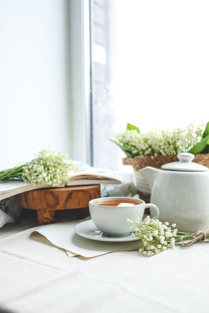 istock Cup of hot tea and spring home interior. good morning concept 1623670547