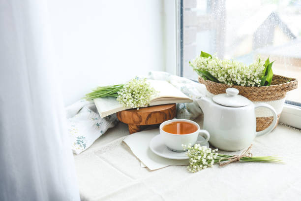 istock Cup of hot tea and spring home interior. good morning concept 1623670551
