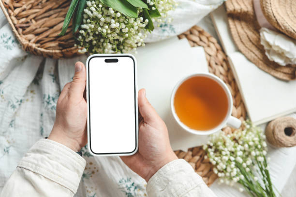 istock Phone with isolated screen, good morning concept 1623671630