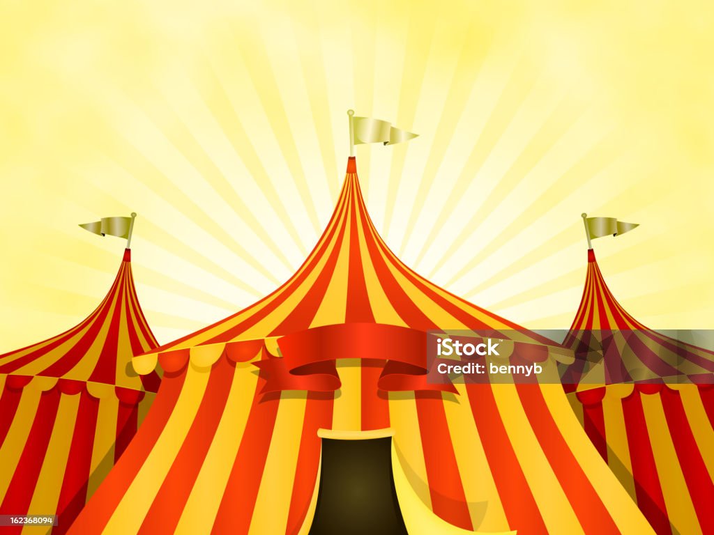 Grande Top circo sfondo con Banner - arte vettoriale royalty-free di Tenda da campeggio