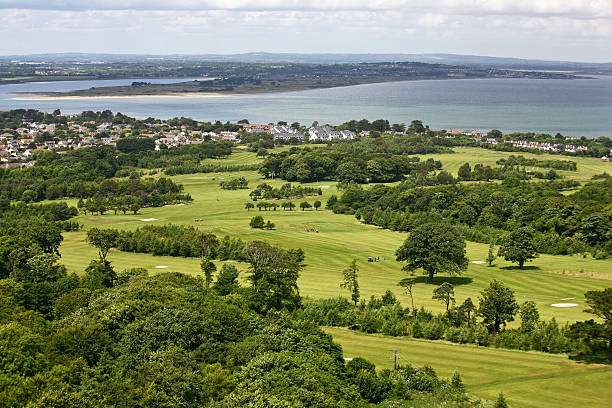 View at the northern part of Dublin Panoramic view of north Dublin coastline: Howth, Sutton, Portmarnock, Malahide. sutton park stock pictures, royalty-free photos & images