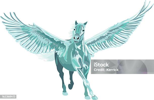 Blaues Pegasus Pferd Galloping Mit Offenen Flügeln Stock Vektor Art und mehr Bilder von Pegasos - Pegasos, Aktivitäten und Sport, Bewegung