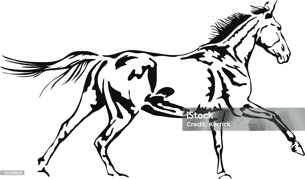 galloping Pferd in schwarzen und weißen Kontur - Lizenzfrei ClipArt Vektorgrafik