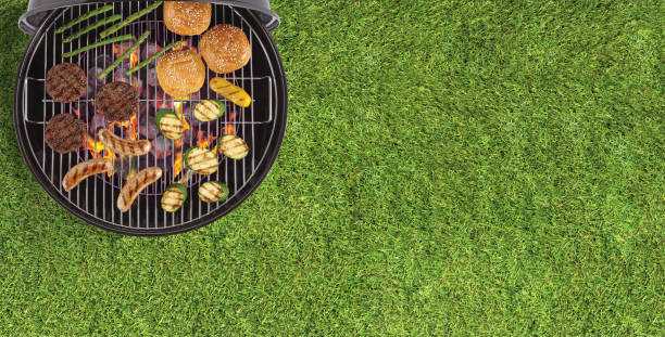 istock Top view of a bbq grill on a background 1623712850