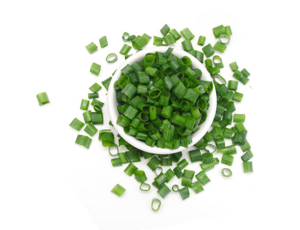 istock Chopped green onions on white background 1623720873