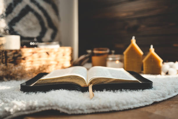 istock Open Bible in the home interior 1623722285