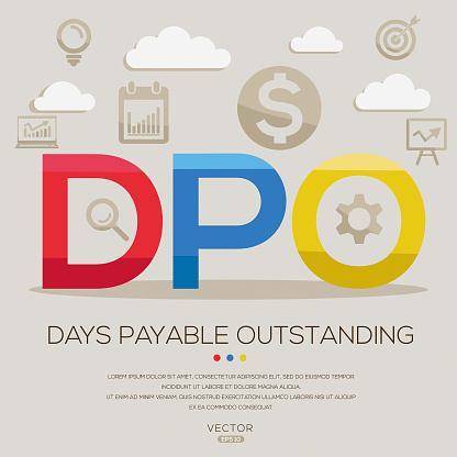 DPO - Days-payable-outstanding, letters and icons, and vector illustration.