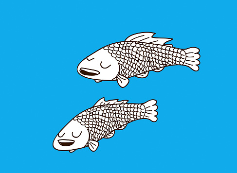 Fish Cartoons Swimming in the Sea. Vector and .jpeg included.