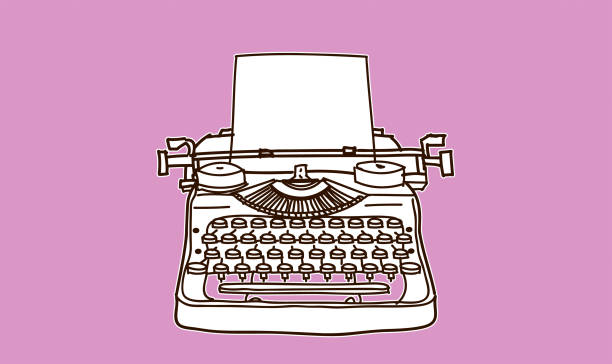 рисование на пишущей машинке - retro revival typewriter key typebar old fashioned stock illustrations