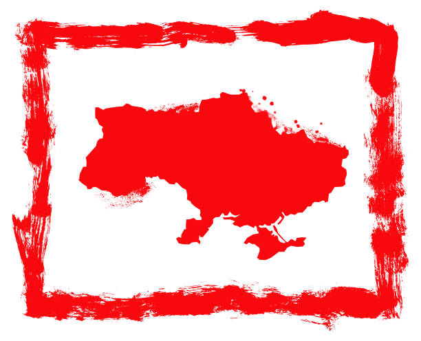 Ukraine Map in Red Grunge Style Ukraine Map in a grungy red painted style bloody money stock illustrations