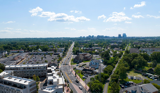 An aerial view from Downtown Herndon looking toward Reston, Virginia.