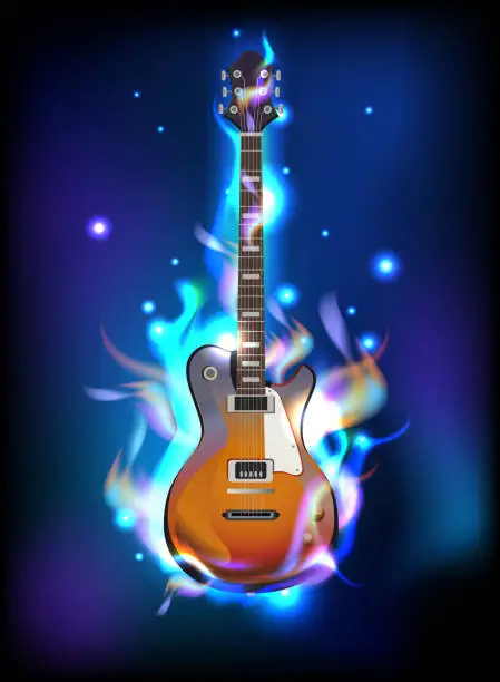 Vector illustration of Burning guitar