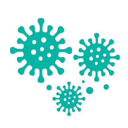 Coronavirus 2019-nCoV Bacteria Icon. Bacteria Protection logo vector. Coronavirus outbreak Stop virus. Isolated vector icon of virus on blue background for poster, banner, flyer