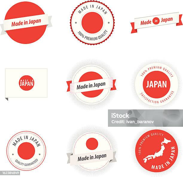 Wykonane W Japonii Etykietki Odznaki I Naklejki - Stockowe grafiki wektorowe i więcej obrazów Japonia - Japonia, Koło - Figura dwuwymiarowa, Kultura Japonii