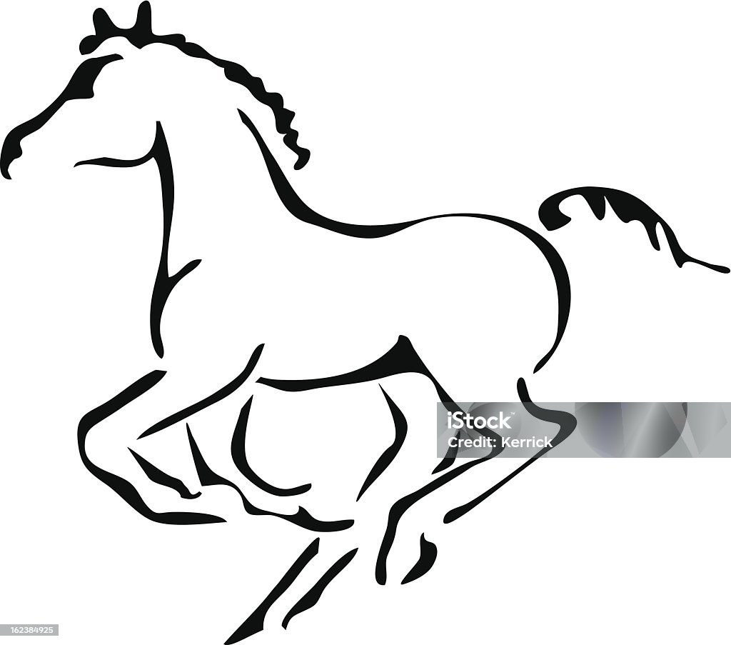 Noir et blanc illustration contour de galloping Poulain - clipart vectoriel de Cheval libre de droits