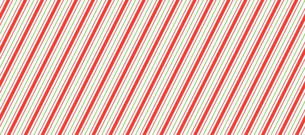 Vector illustration of Red and mint Christmas seamless pattern. Candy cane diagonal stripes background. Repeating decoration wallpaper. Winter holidays lines backdrop. Xmas peppermint present wrapping print design. Vector