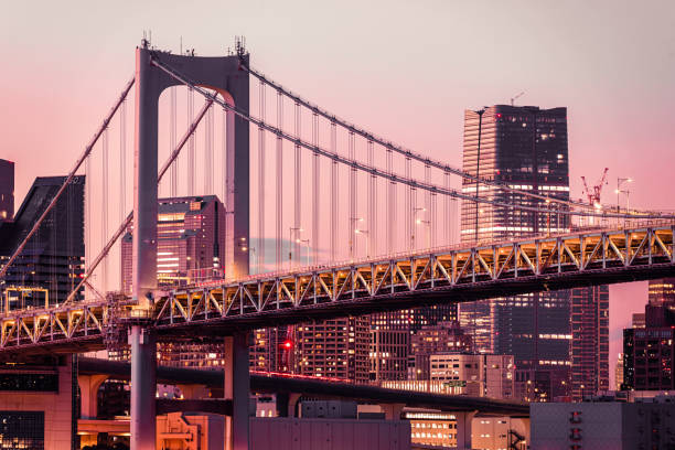 istock Rainbow Bridge going over Tokyo Bay in Tokyo, Japan 1623870616