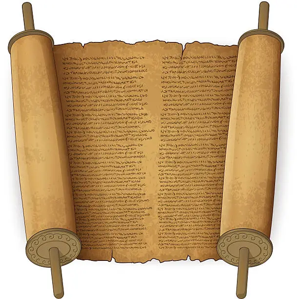 Vector illustration of Ancient scrolls with text