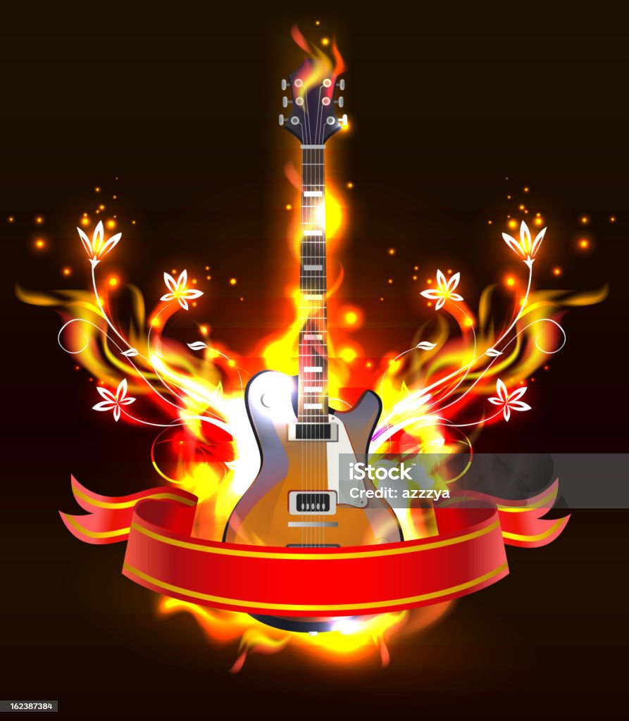 Palenie Gitara - Grafika wektorowa royalty-free (Błyszczący)