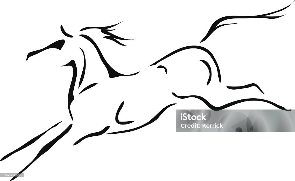 Schwarze und weiße Vektor Kontur der jumping horse - Lizenzfrei Hochspringen Vektorgrafik