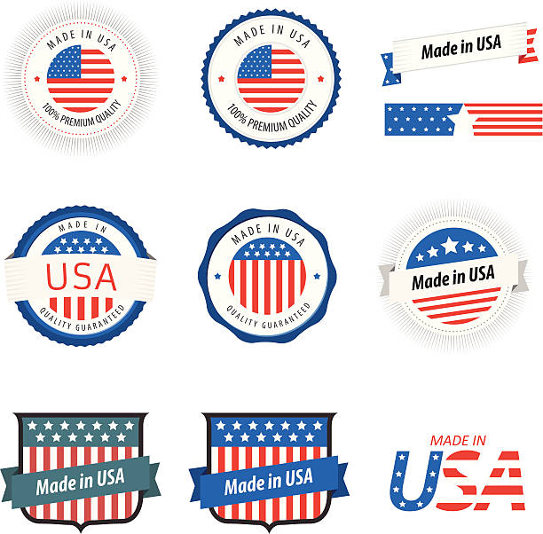 Made in USA labels, badges and stickers Made in USA labels, badges and stickers. usa made in the usa industry striped stock illustrations