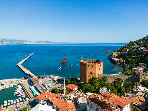 The ancient fortress of Alanya and the Red Tower.
