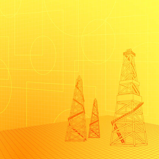 przemysłowe baner - fracking oil rig industry exploration stock illustrations