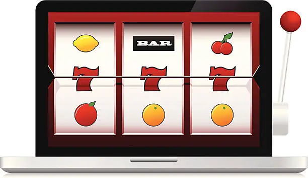 Vector illustration of Abstract image of laptop online casino slot machine
