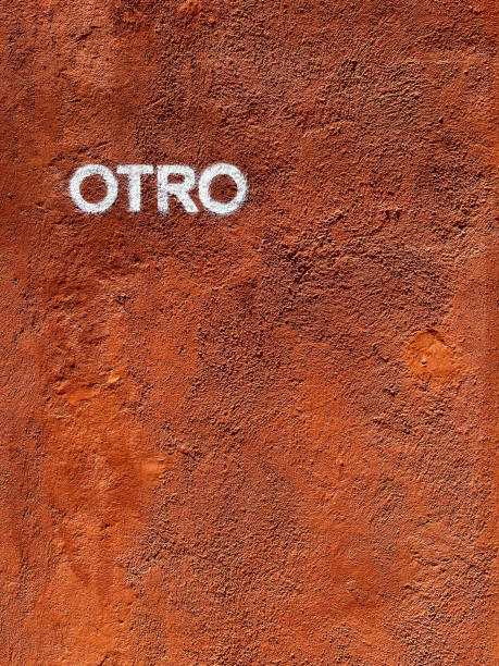 Spanish Word On A Red Wall stock photo