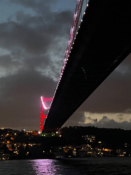 Bridge Over The River Bosporus At Night stock photo