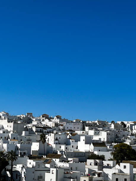 Town of White Buildings Against a Blue Sky stock photo